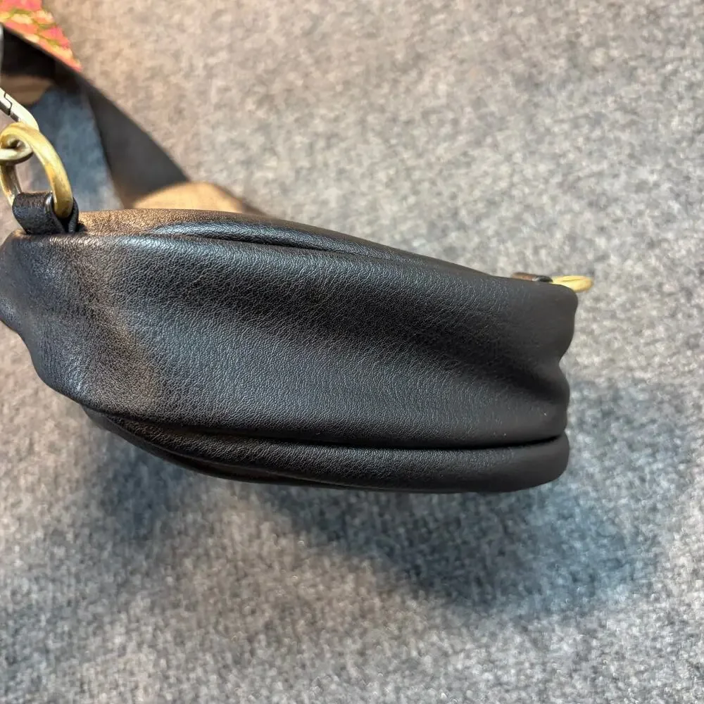 Antik Kraft Black Vegan Leather Sling Backpack Crossbody Bag Patterned Strap